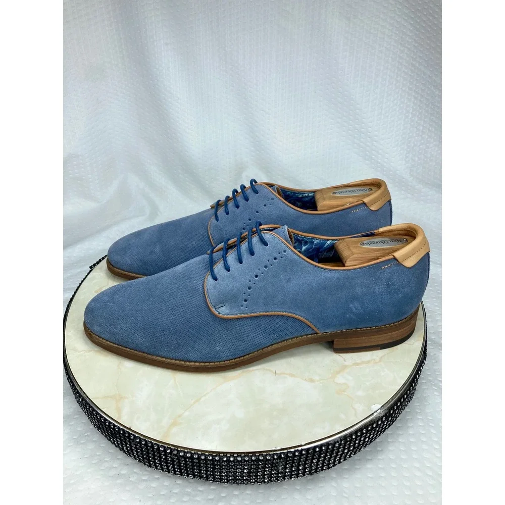 Johnston & Murphy Blue Suede Derby Dress Shoes Men Sz 11 Preppy Business Formal